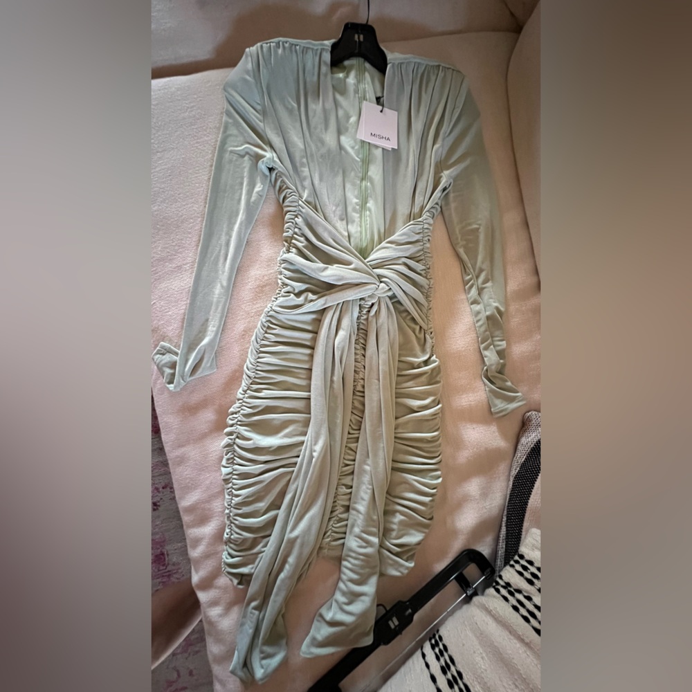 Chic Long Sleeve Mint Dress